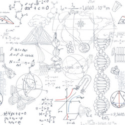 seamless pattern of the formulas and doodles vector image