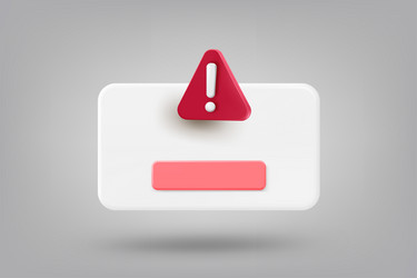 browser window with red exclamation sign 3d vector image