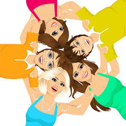 Five young happy smiling teenagers vector