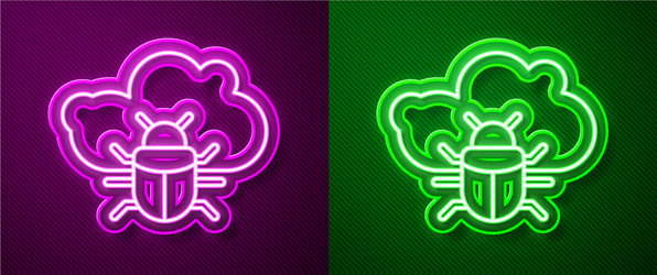glowing neon line system bug on a cloud icon vector image