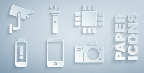 set smartphone mobile phone processor vector image