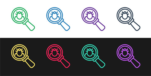 set line system bug concept icon isolated on black vector image