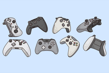 Set of various game controllers vector