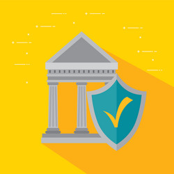 bank structure and shield with check symbol vector image