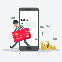 hacker has hacked credit card from smartphone vector image