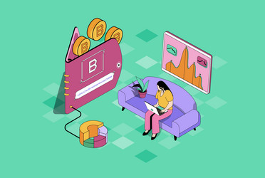 bitcoin wallet web concept in 3d isometric graphic vector image