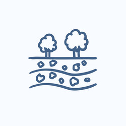 Cut of soil with different layers sketch icon vector
