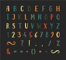 handwritten font with punctuation marks vector image