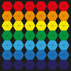 rainbow hexagon grid color gradient pattern black vector image