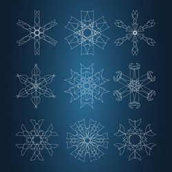 Snowflake set christmas and new year concept vector