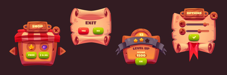 pirate game ui design elements set vector image