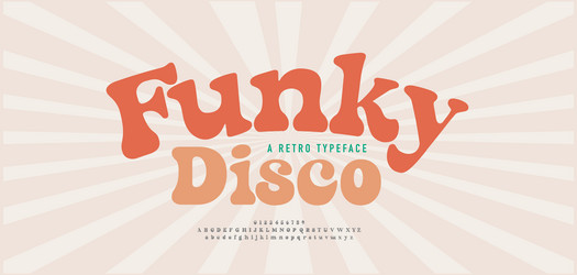 Retro 70s Alphabet Font - Groovy Vibes vector image