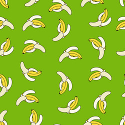 seamless pattern with bananas on a green vector image
