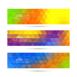 set of banners with triangles and polygon mesh vector