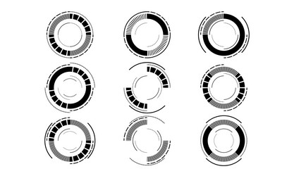 set of sci fi black circle user interface vector image