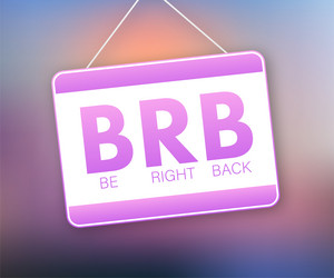 be right back brb message design element vector image