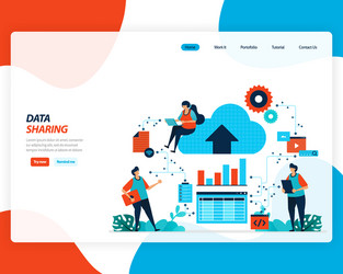 cartoon data sharing technology remote worker vector image