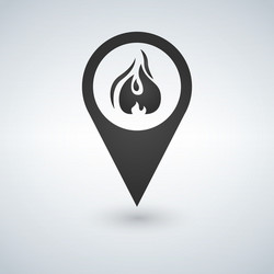 flame point - map pointer with fireplace sign vector