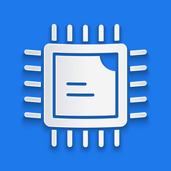 paper cut computer processor with microcircuits vector image