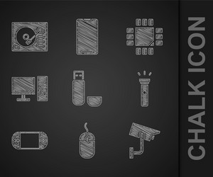 set usb flash drive computer mouse security vector image