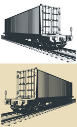 cargo railway platform with a container vector image