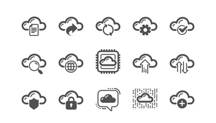 cloud data and technology icons hosting vector image
