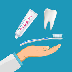 Dental Hygiene - Hand with Toothbrush & Paste vector image