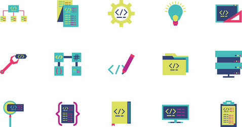 isolated website code icon set design vector image