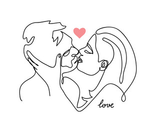 Romantic Kissing Couple Drawing Stock Vector Image & Art - Alamy