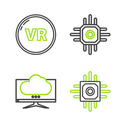 set line processor computer monitor screen vector image