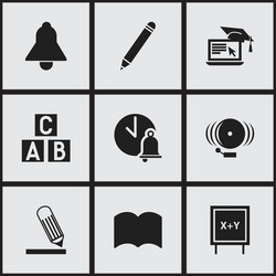 Set of 9 editable university icons includes vector