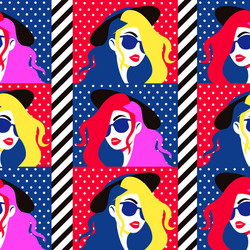 Stylish woman in sunglasses seamless pattern vector