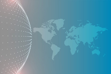 world map with circular particles background vector image