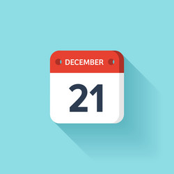 december 21 isometric calendar icon with shadow vector