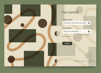 login screen form and user interface template vector image
