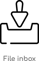 outline file inbox icon isolated black simple vector image