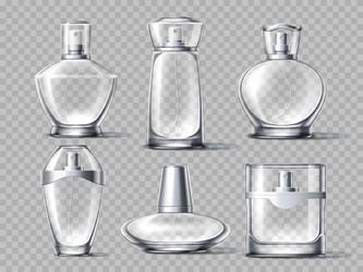 realistic perfume bottles fashion packaging vector