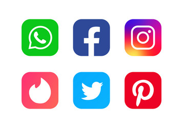 Set of social networking icons web design flat vector