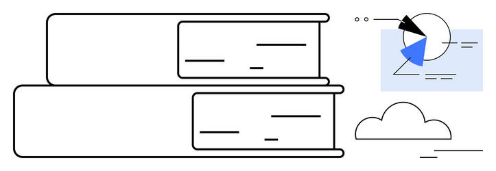 stacked books with a data chart and cloud element vector image