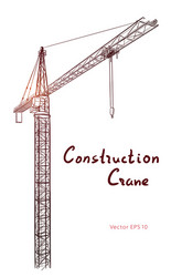 tower construction crane line art on white vector