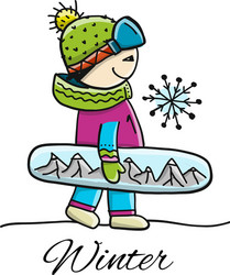 Winter Snowboarder Sketch Vector Image