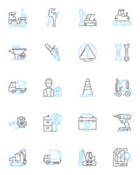 strong architecture linear icons set bold robust vector image