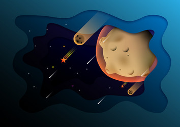 abstract papercut background meteor and space vector