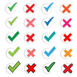 brightly colored check right and wrong marks in wh vector image