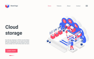 Cloud data storage service concept isometric vector