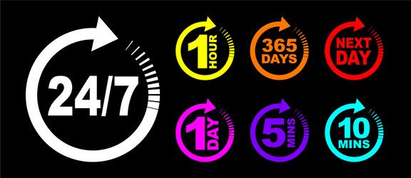 Colorful Timer Icon Set - Clock & Time vector image