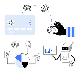 digital wallet transactions financial automation vector image
