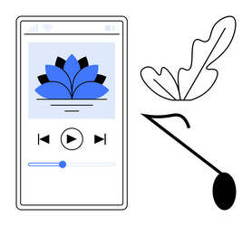 music app interface with abstract leaf design vector image