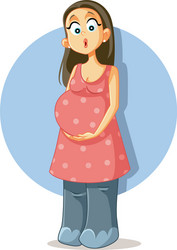 pregnant woman with swollen elephant feet vector