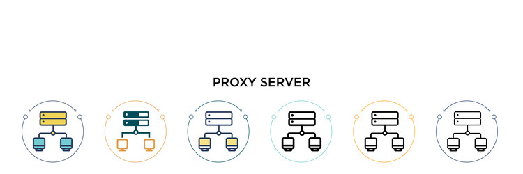 proxy server icon in filled thin line outline vector